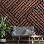 Fotomurales Tablones de madera sobre una superficie negra