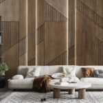 Fotomurales Paneles de madera con textura y diseño geométrico.