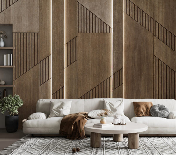 Paneles de madera con textura y diseño geométrico Fotomurales Paneles de madera con textura y diseño geométrico