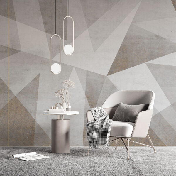 Fondo gris y blanco con triángulos Fotomurales Fondo gris y blanco con triángulos
