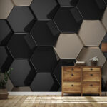 Fotomurales Motivo hexagonal en negro y beige