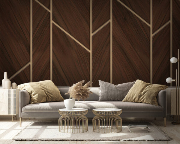 Azulejos con diseño geométrico de madera Fotomurales Azulejos con diseño geométrico de madera