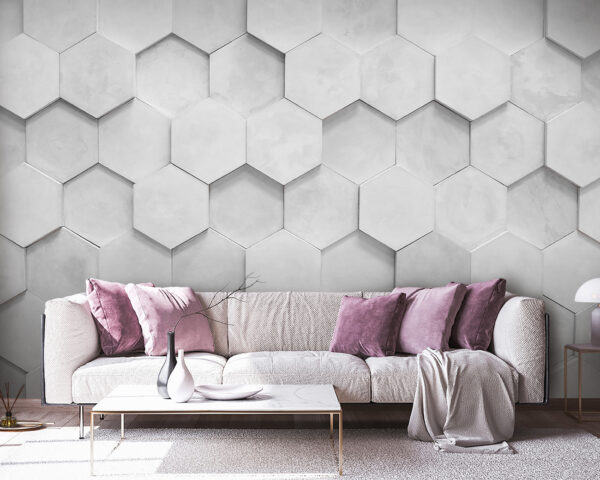 Hexágono blanco sobre una superficie blanca Fotomurales Hexágono blanco sobre una superficie blanca