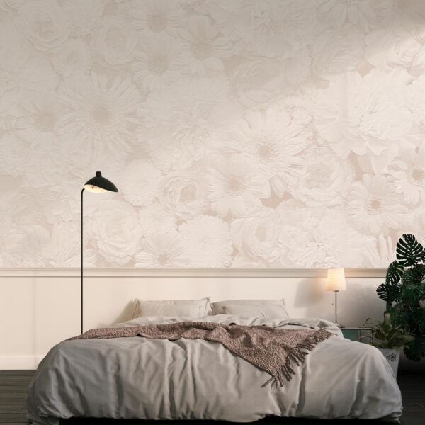 Estampado floral blanco con delicada textura Fotomurales Estampado floral blanco con delicada textura