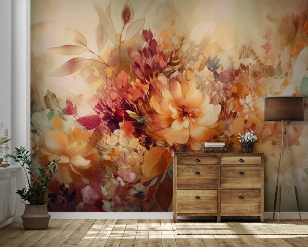 Fantasía floral en tonos suaves Fotomurales Fantasía floral en tonos suaves