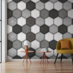 Fotomurales Hexágono gris con fondo blanco