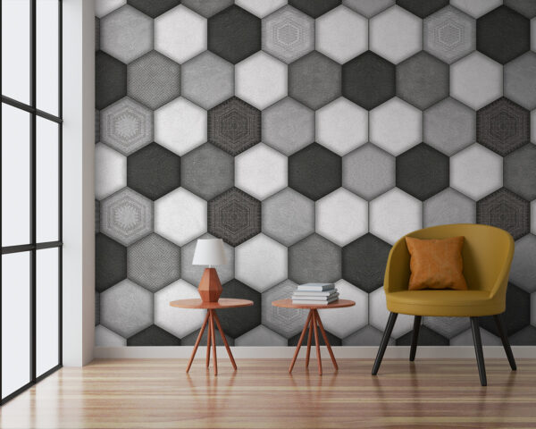 Hexágono gris con fondo blanco Fotomurales Hexágono gris con fondo blanco