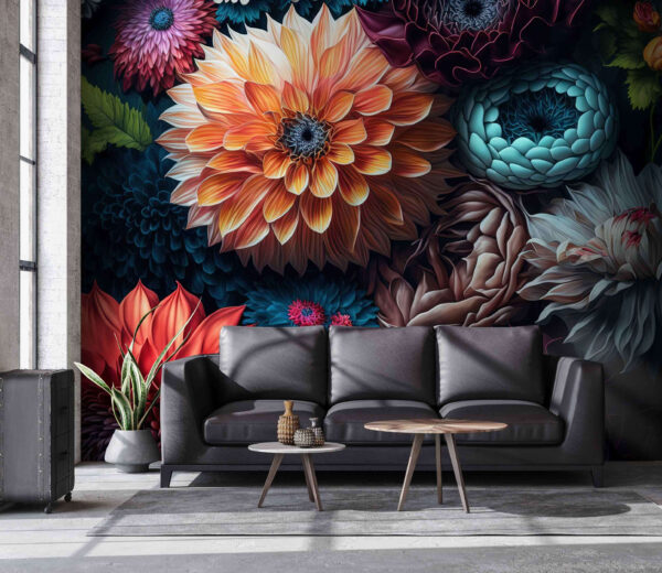 Flores de colores que florecen con elegancia Fotomurales Flores de colores que florecen con elegancia