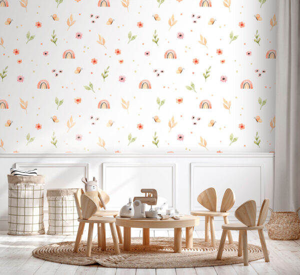 Estampado de naturaleza caprichosa con arco iris Fotomurales Estampado de naturaleza caprichosa con arco iris