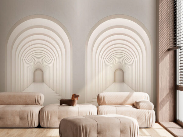 Pasillo blanco con columnas Fotomurales Pasillo blanco con columnas