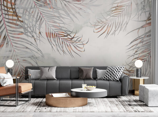 Elegantes hojas de palmera en tonos suaves Fotomurales Elegantes hojas de palmera en tonos suaves