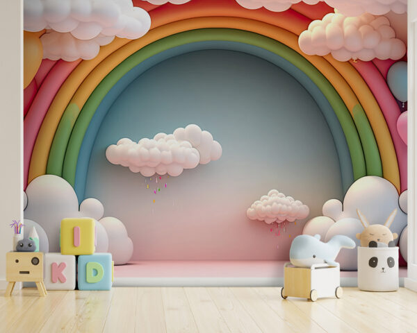 Globos de colores y nubes esponjosas Fotomurales Globos de colores y nubes esponjosas