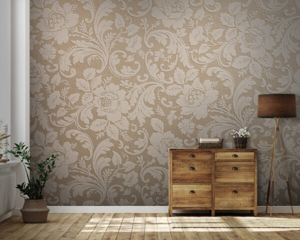 Motivo floral sobre fondo beige Fotomurales Motivo floral sobre fondo beige