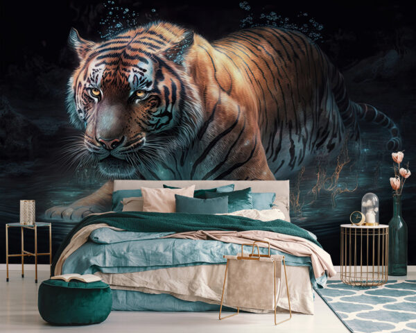 El tigre merodea silenciosamente por el agua Fotomurales El tigre merodea silenciosamente por el agua