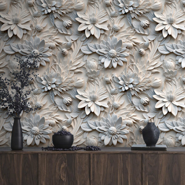 Diseño floral intrincado en tonos suaves Fotomurales Diseño floral intrincado en tonos suaves