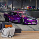 Fotomurales El coche morado derrapa en la pista