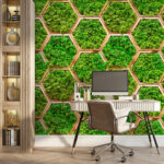 Fotomurales Patrón de plantas en hexágonos