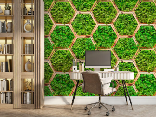 Patrón de plantas en hexágonos Fotomurales Patrón de plantas en hexágonos