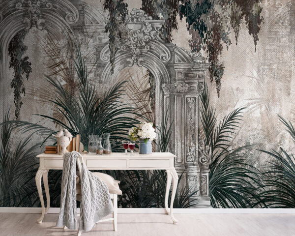 Fotomurales Pintura de una planta delante de un arco