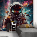 Fotomurales Astronauta flotando entre restos cósmicos.