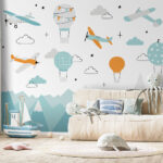 Fotomurales Papel pintado con aviones y globos aerostáticos