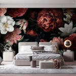 Fotomurales Elegancia floral oscura con belleza floreciente