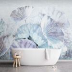 Fotomurales Soñador estampado de hojas de loto en tonos pastel