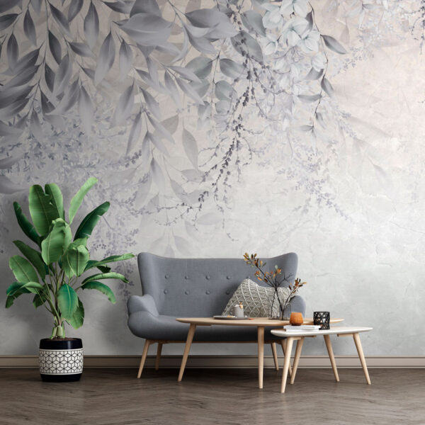 Elegante estampado de hojas con tonos suaves Fotomurales Elegante estampado de hojas con tonos suaves