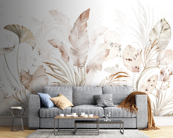Elegante diseño botánico con tonos suaves Fotomurales Elegante diseño botánico con tonos suaves