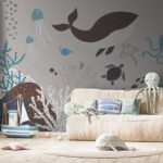 Fotomurales Estrella de mar azul sobre fondo blanco