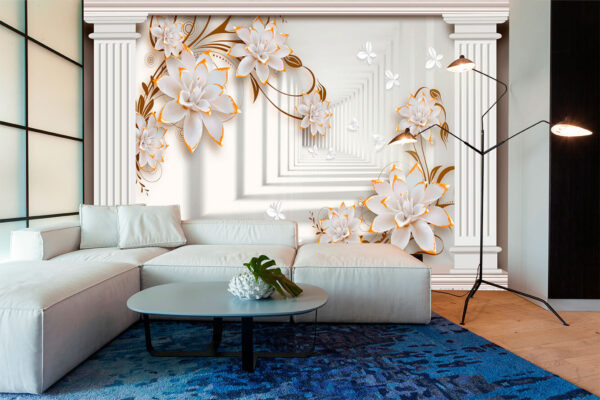 Fotomurales Elegancia floral con pilares arquitectónicos