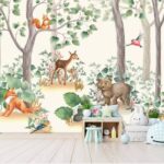 Fotomurales Animales del bosque en una escena caprichosa.