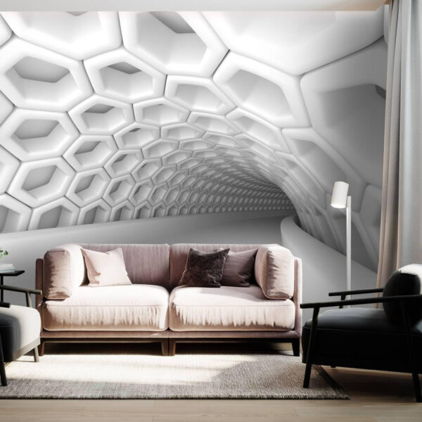 Túnel blanco con hexágonos Fotomurales Túnel blanco con hexágonos