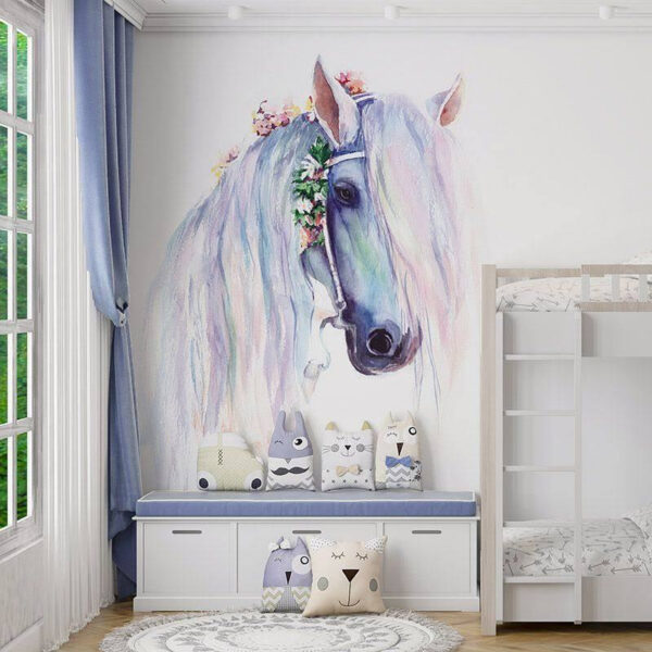 Majestuoso caballo adornado con flores Fotomurales Majestuoso caballo adornado con flores