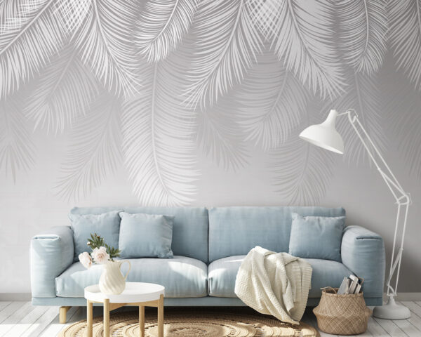 Silueta de elegantes hojas de palmera Fotomurales Silueta de elegantes hojas de palmera