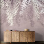 Fotomurales Elegantes hojas de palmera sobre fondo suave.