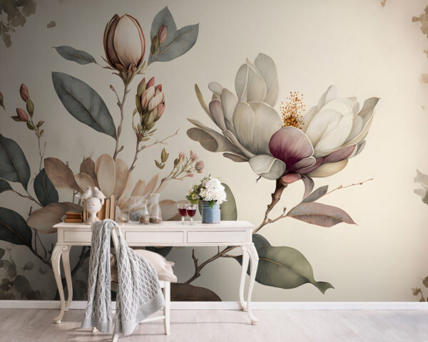 La magnolia florece con graciosa elegancia Fotomurales La magnolia florece con graciosa elegancia
