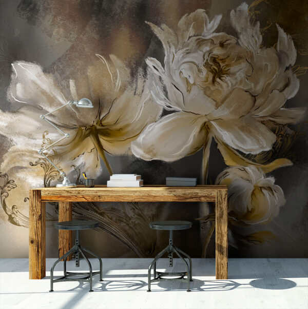 Elegante obra de arte floral con intrincados detalles Fotomurales Elegante obra de arte floral con intrincados detalles
