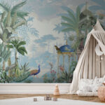Fotomurales Mural de aves y plantas