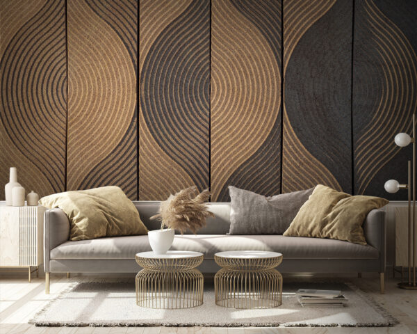 Paneles de madera con motivos ondulados Fotomurales Paneles de madera con motivos ondulados