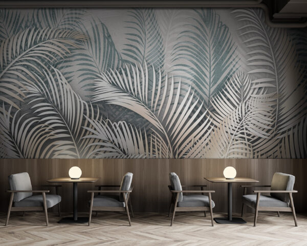 Elegantes hojas de palmera en capas Fotomurales Elegantes hojas de palmera en capas