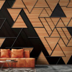 Fotomurales Triángulos geométricos con textura de madera.