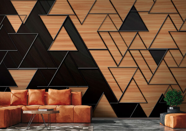 Triángulos geométricos con textura de madera Fotomurales Triángulos geométricos con textura de madera