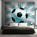 Fotomurales Balón de fútbol con movimiento dinámico.