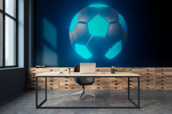 Balón de fútbol que brilla en la oscuridad Fotomurales Balón de fútbol que brilla en la oscuridad