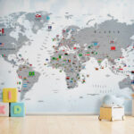 Fotomurales Mapa de australia con banderas