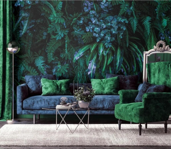 Follaje verde exuberante, textura vibrante Fotomurales Follaje verde exuberante, textura vibrante