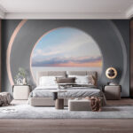 Fotomurales Habitación blanca con puerta circular