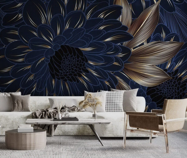 Elegante diseño floral con tonos oscuros Fotomurales Elegante diseño floral con tonos oscuros