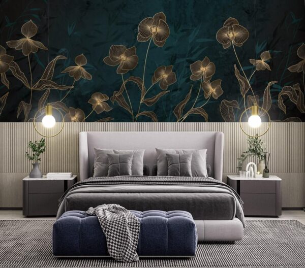 Elegante diseño floral sobre fondo oscuro Fotomurales Elegante diseño floral sobre fondo oscuro